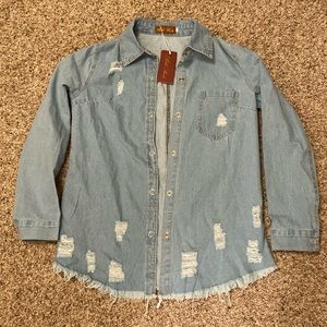 Zulily Adele Berto Destructed Denim Shirt